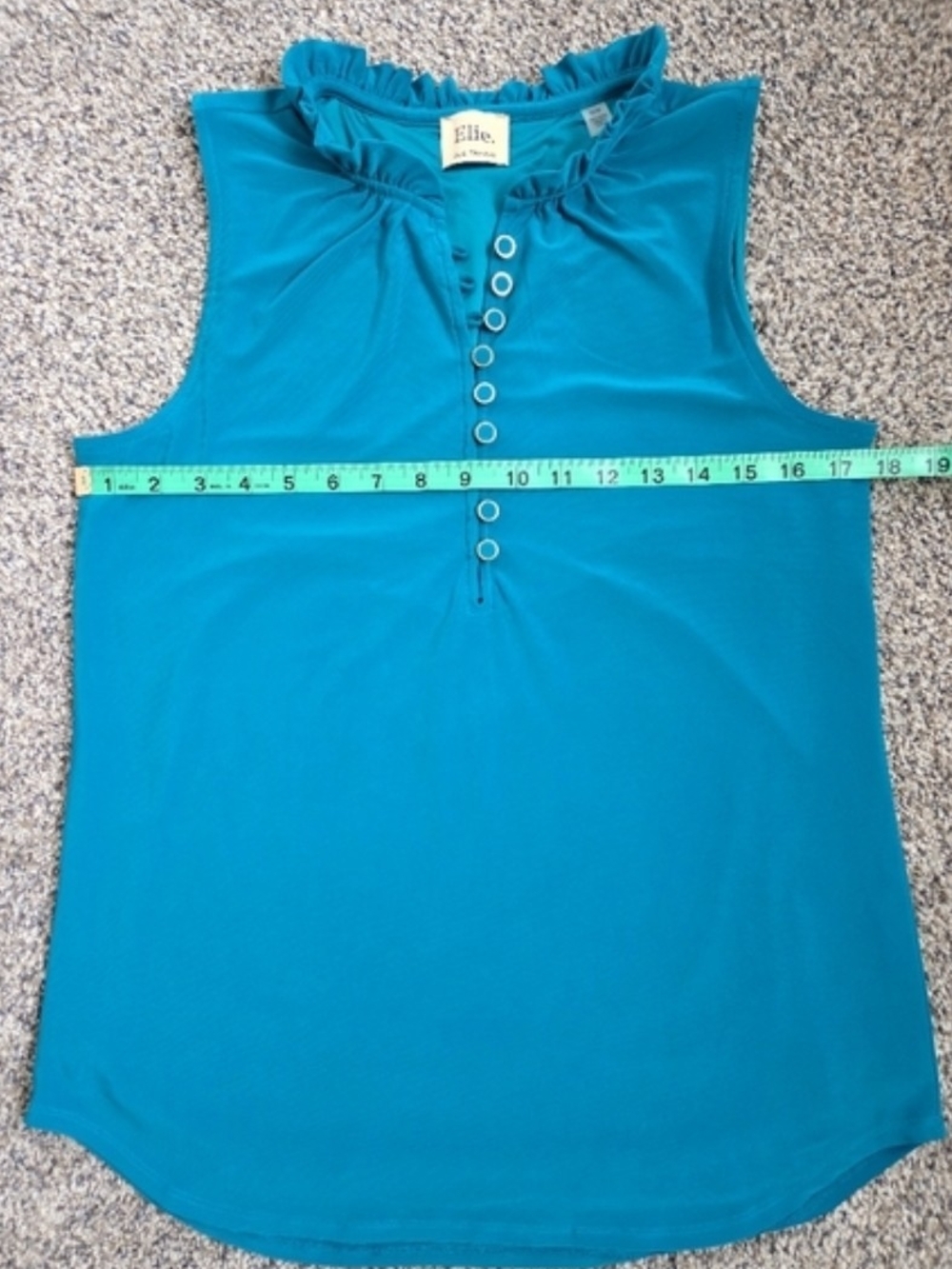 Elie Tahari Teal Ruffle-Neck Tank Size M - Picture 8 of 11